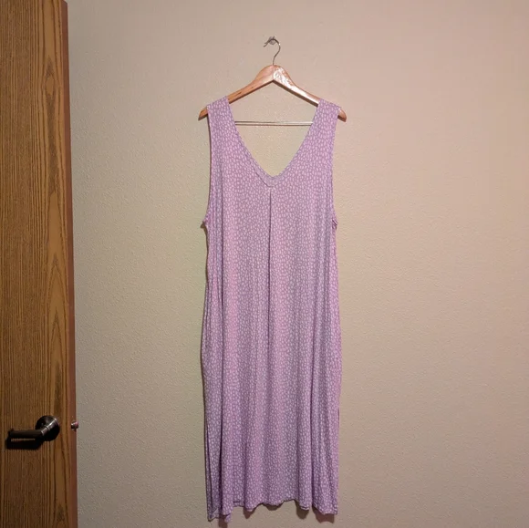 Joyspun Women's Size 3X 22-24 Purple Sleeveless Floor Length Dress Nightgown - Picture 5 of 5